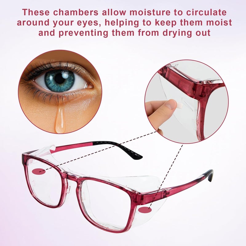 FDFuZhao Hydrating Dry Eyes Glasses Kits with Extended Silicone Moisture Chambers, Eye Protection Safety Glasses for UV Blue Light Blocking, Anti-fog, Aviod Allergens, Dry Eyes Relief Unisex (Purple) - Image 4
